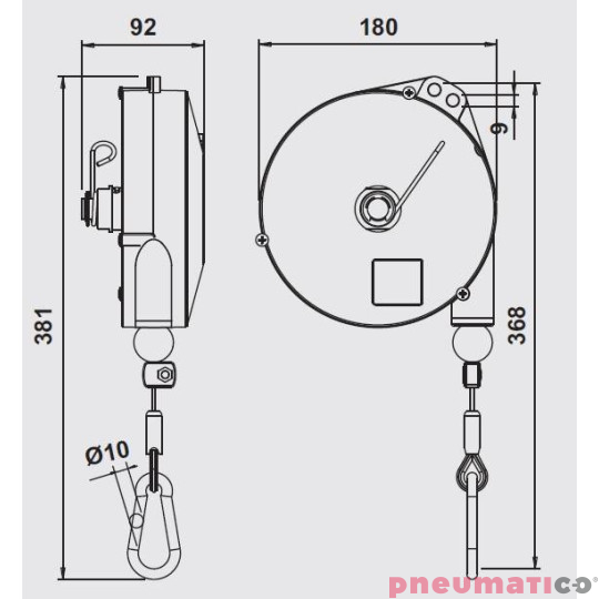 Balanser linkowy 9350NY TECNA 10-14kg 2500mm Balanser linkowy 9350NY TECNA 10-14kg 2500mm