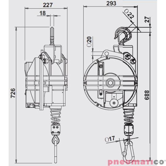 Balanser linkowy 9432G TECNA 20-25kg 3000mm Balanser linkowy 9432G TECNA 20-25kg 3000mm