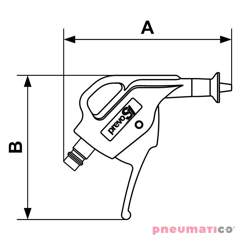Pistolet do przedmuchiwania PrevoS1 z ochronną kurtyną powietrzną Pistolet do przedmuchiwania PrevoS1 z ochronną kurtyną powietrzną