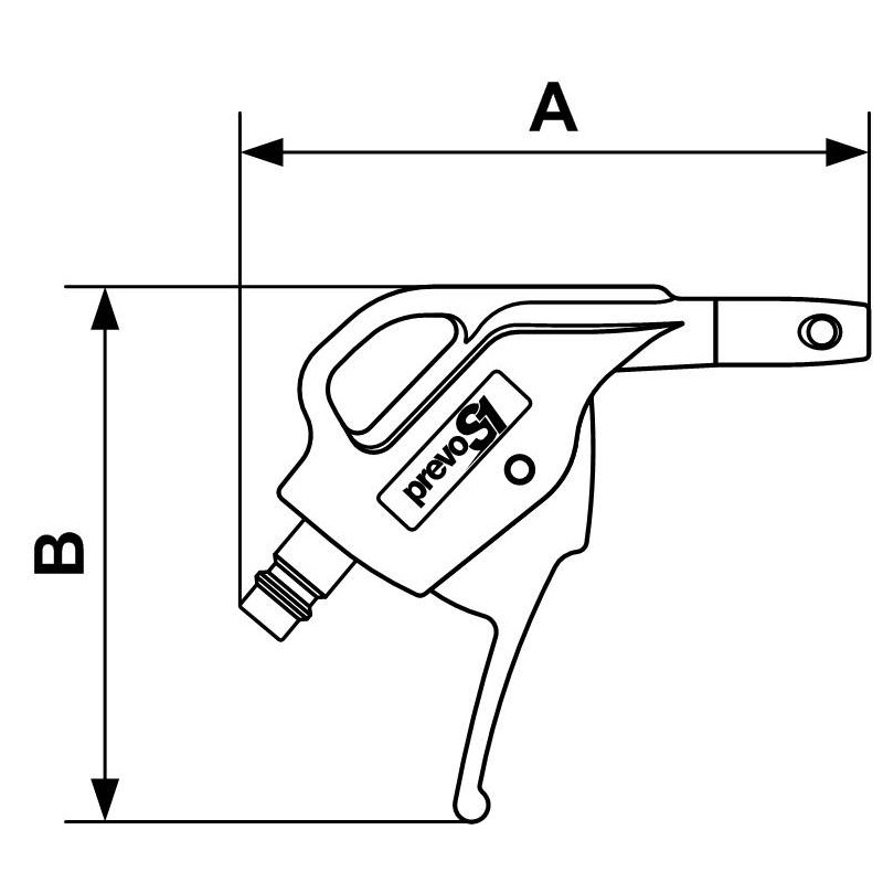 Pistolet do przedmuchiwania prevoS1 z dyszą z kompozytu poliamidowego OSHA Pistolet do przedmuchiwania prevoS1 z dyszą z kompozytu poliamidowego OSHA