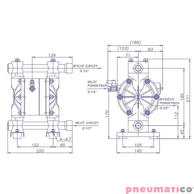 Pompa membranowa YAMADA NDP-15BAS 1/2" Pompa membranowa YAMADA NDP-15BAS 1/2"