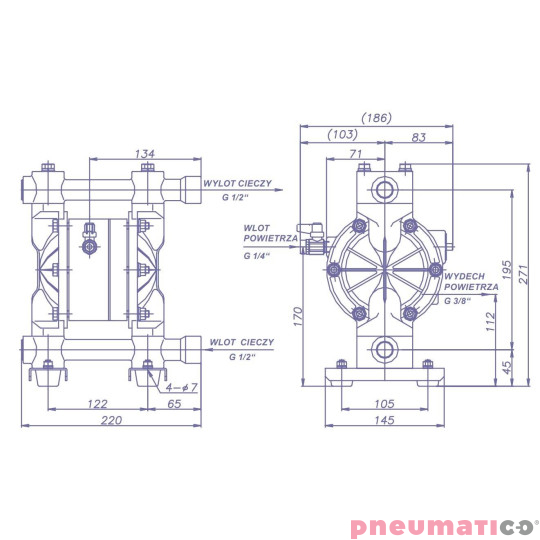 Pompa membranowa YAMADA NDP-15BAS 1/2" Pompa membranowa YAMADA NDP-15BAS 1/2"