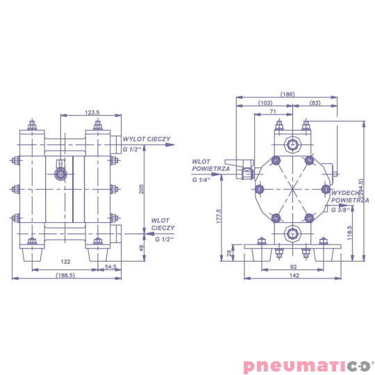 Pompa membranowa YAMADA NDP-15FVT 1/2" Pompa membranowa YAMADA NDP-15FVT 1/2"