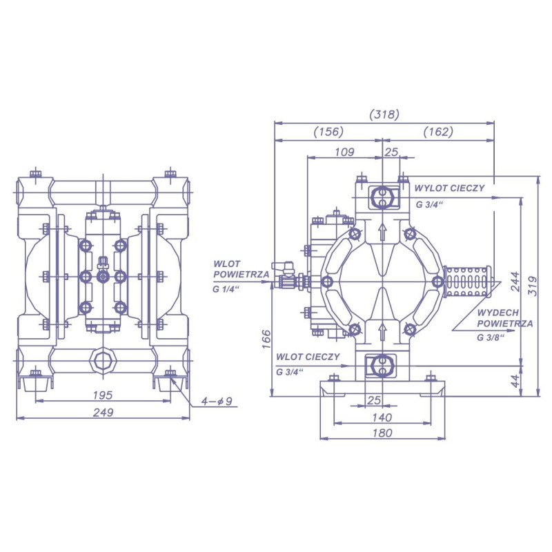 Pompa membranowa YAMADA NDP-20BAT 3/4" Pompa membranowa YAMADA NDP-20BAT 3/4"