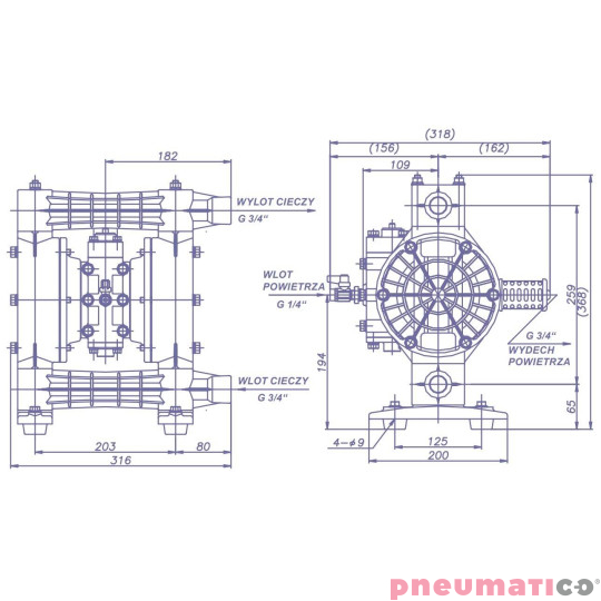 Pompa membranowa YAMADA (NDP-20BPTPP) NDP-P20BPT 3/4" Pompa membranowa YAMADA (NDP-20BPTPP) NDP-P20BPT 3/4"
