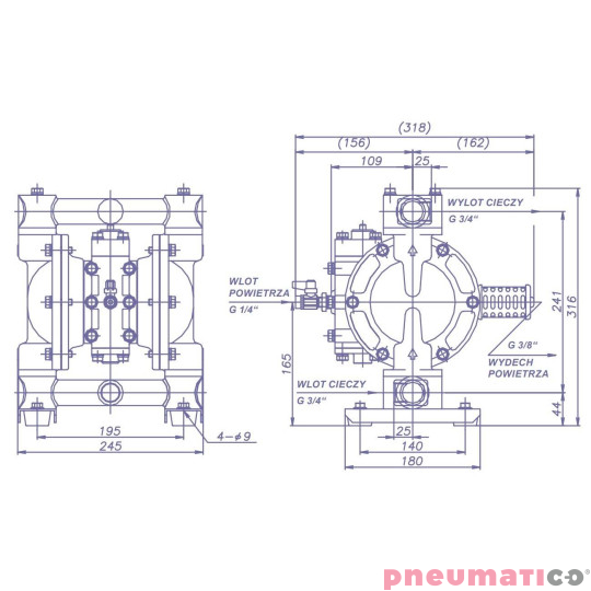 Pompa membranowa YAMADA NDP-20BSTU 3/4" Pompa membranowa YAMADA NDP-20BSTU 3/4"