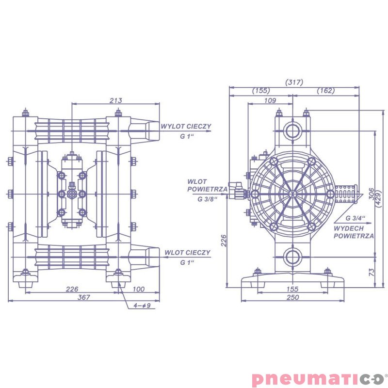 Pompa membranowa YAMADA (NDP-25BVS-PP) NDP-P25BVS 1" Pompa membranowa YAMADA (NDP-25BVS-PP) NDP-P25BVS 1"