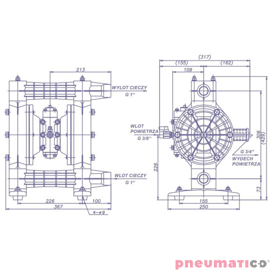 Pompa membranowa YAMADA (NDP-25BVS-PP) NDP-P25BVS 1" Pompa membranowa YAMADA (NDP-25BVS-PP) NDP-P25BVS 1"