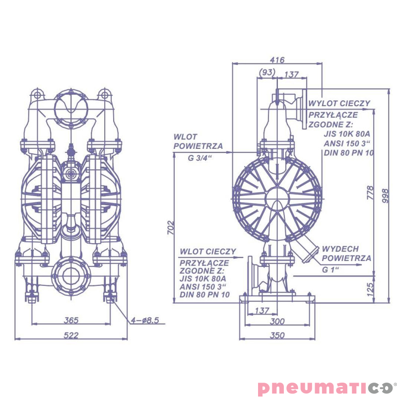 Pompa membranowa YAMADA (NDP-80BASR) NDP-80BAS-RC 3"
