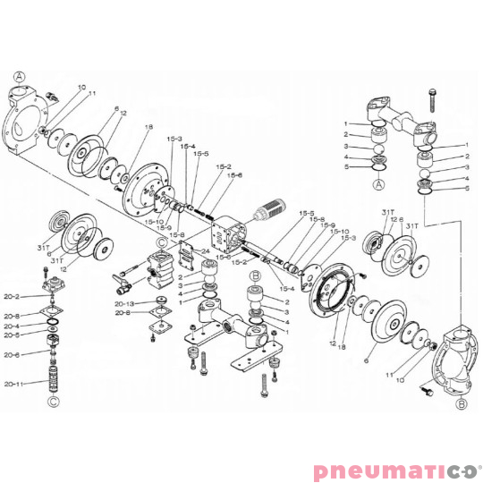Zestaw naprawczy pompy YAMADA NDP-25BAS/BSS