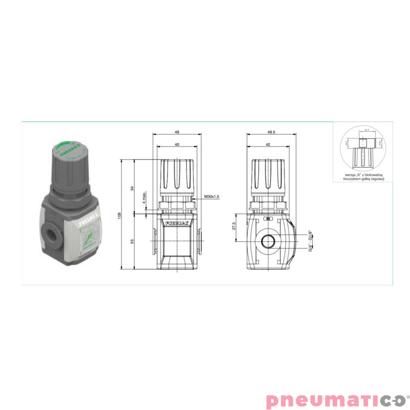 Reduktor z manometrem Pneumax T171BRMA Reduktor z manometrem Pneumax T171BRMA