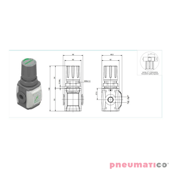 Reduktor z manometrem Pneumax T171BRMB Reduktor z manometrem Pneumax T171BRMB