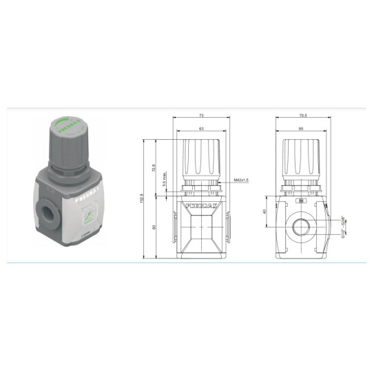 Reduktor z manometrem Pneumax T173BRMC Reduktor z manometrem Pneumax T173BRMC