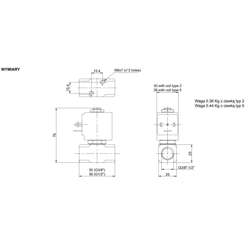Zawór ACL TYP106 G1/2 DN5,2 N.C. 2/2 NBR Zawór ACL TYP106 G1/2 DN5,2 N.C. 2/2 NBR