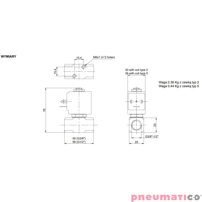 Zawór ACL TYP106 G1/2 DN5,2 N.C. 2/2 EPDM Zawór ACL TYP106 G1/2 DN5,2 N.C. 2/2 EPDM