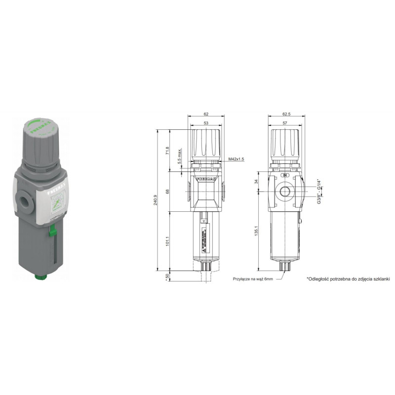 Filtroreduktor z manometrem Pneumax T172BEMBDS Filtroreduktor z manometrem Pneumax T172BEMBDS
