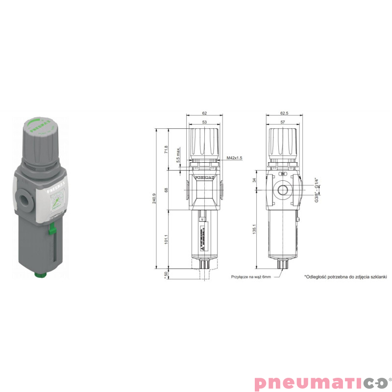 Filtroreduktor z manometrem Pneumax T172BEMBCS