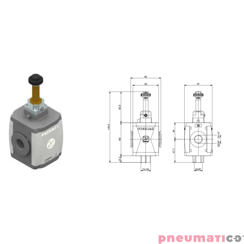 Zaw&oacute;r odcinający elektryczny Pneumax T172BVEB2
