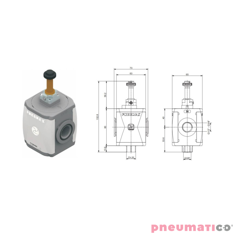 Zawór odcinający elektryczny Pneumax T173BVEB2 Zawór odcinający elektryczny Pneumax T173BVEB2