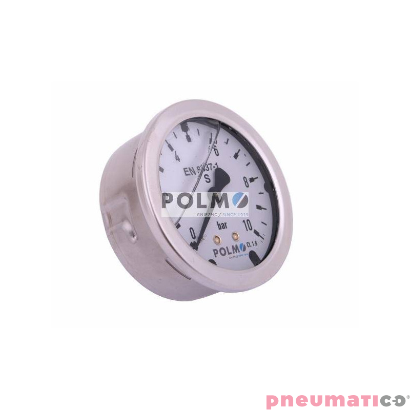 Manometr glicerynowy M63 0-10 bar tylne przyłącze G1/4" POLMO Manometr glicerynowy M63 0-10 bar tylne przyłącze G1/4" POLMO
