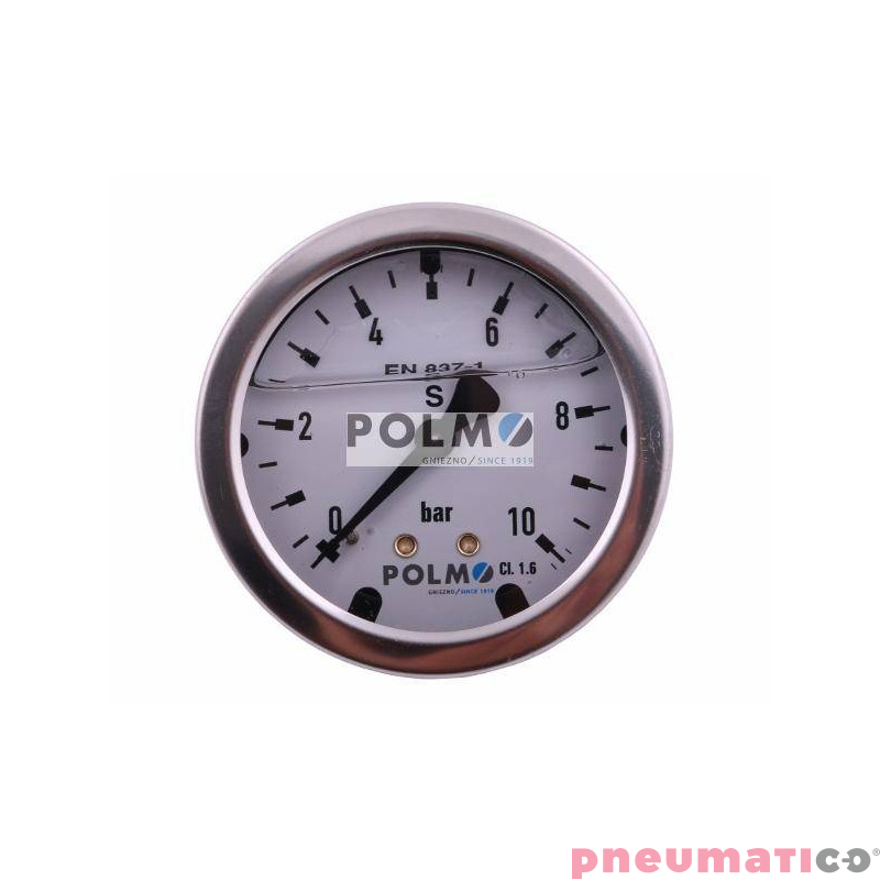 Manometr glicerynowy M63 0-10 bar tylne przyłącze G1/4" POLMO Manometr glicerynowy M63 0-10 bar tylne przyłącze G1/4" POLMO