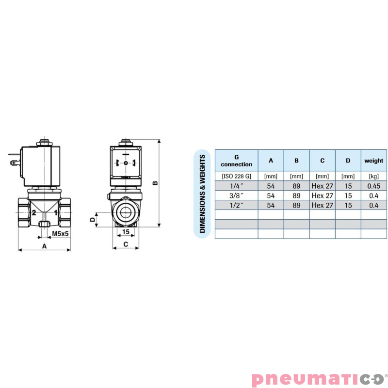Zawór membranowy MM EL.ZAW. G1/4 DN10.5 PODW.MEMBR.VITON KOMPAKT Zawór membranowy MM EL.ZAW. G1/4 DN10.5 PODW.MEMBR.VITON KOMPAKT
