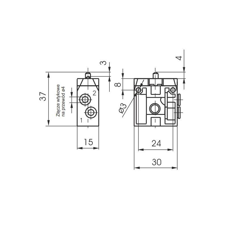 Zawór krańcowy przył. boczne 2/2 NO Pneumax Zawór krańcowy przył. boczne 2/2 NO Pneumax