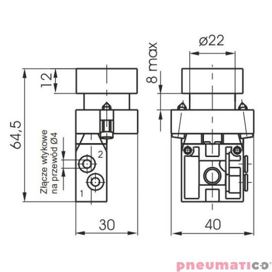 Zawór ręczny przycisk - sprężyna 3/2 NO Pneumax Zawór ręczny przycisk - sprężyna 3/2 NO Pneumax