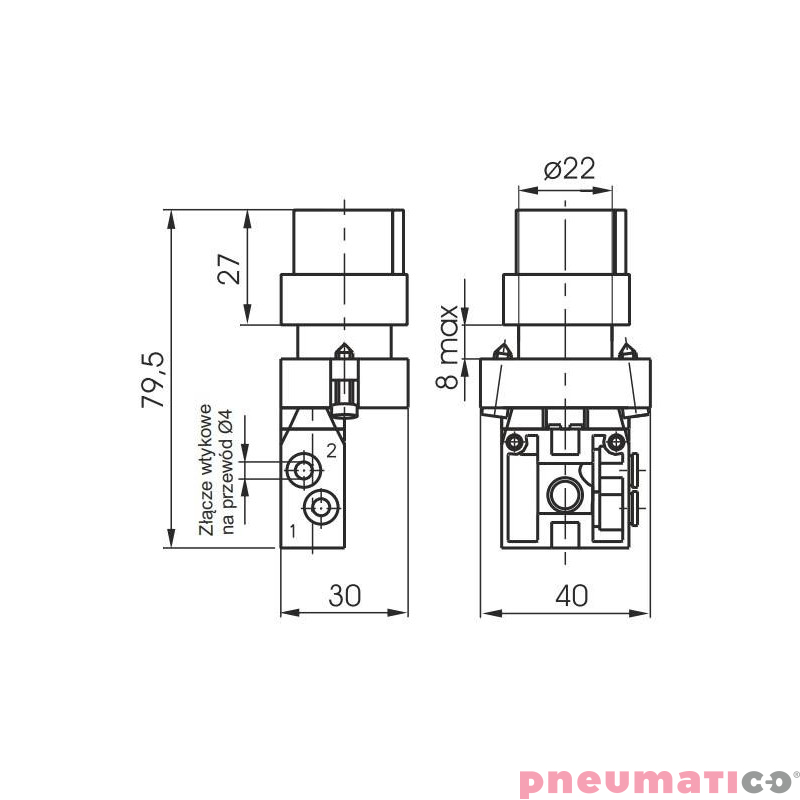 Przełącznik krótki Pneumax 2-POZ. 3/2 PRZEW.4MM Z BOKU N.O. Przełącznik krótki Pneumax 2-POZ. 3/2 PRZEW.4MM Z BOKU N.O.