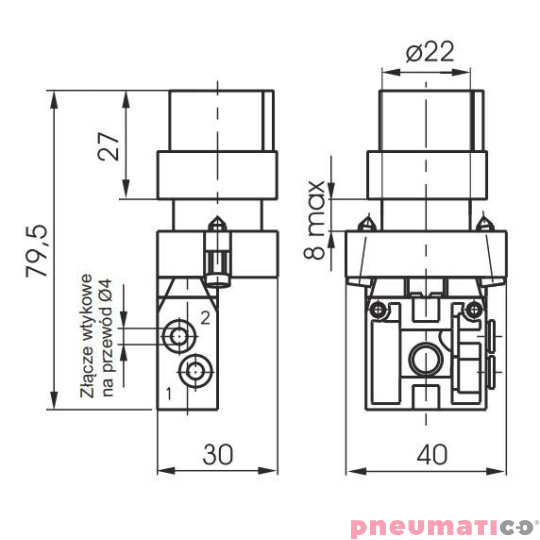 Przełącznik krótki Pneumax 2-POZ. 3/2 PRZEW.4MM Z BOKU N.O. Przełącznik krótki Pneumax 2-POZ. 3/2 PRZEW.4MM Z BOKU N.O.