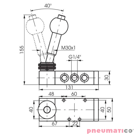 Zawór dźwignia Pneumax 1/4" 5/2 DŹWIGNIA Z BLOKADA Zawór dźwignia Pneumax 1/4" 5/2 DŹWIGNIA Z BLOKADA