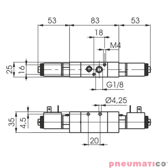 Elektrozaw&oacute;r Pneumax ECO G1/8" 3/2 220VAC-220VAC