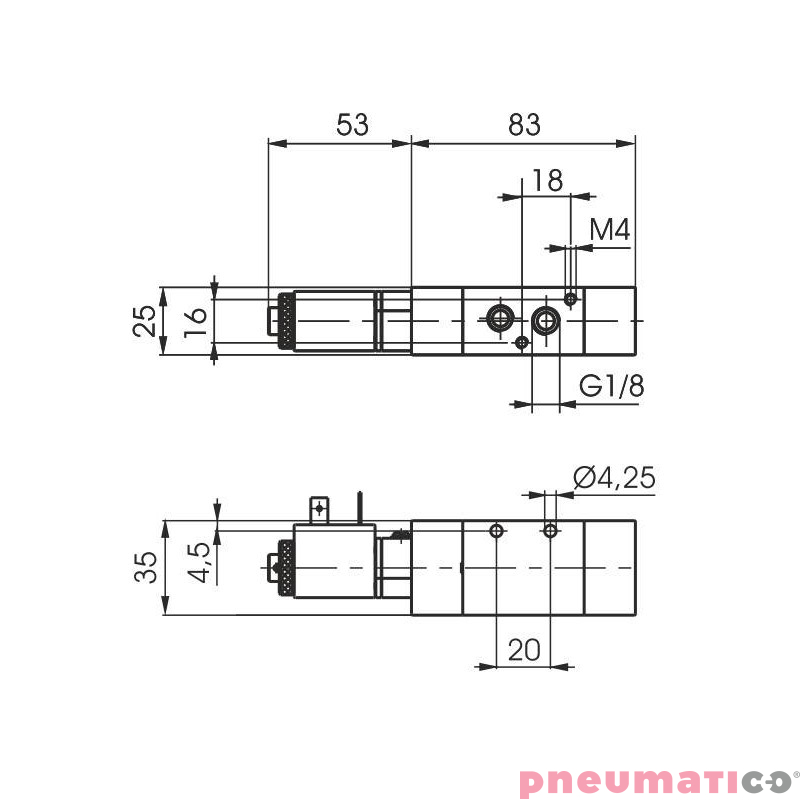 Elektrozawór Pneumax ECO G1/8" 3/2 24VDC-SPRĘŻYNA Elektrozawór Pneumax ECO G1/8" 3/2 24VDC-SPRĘŻYNA
