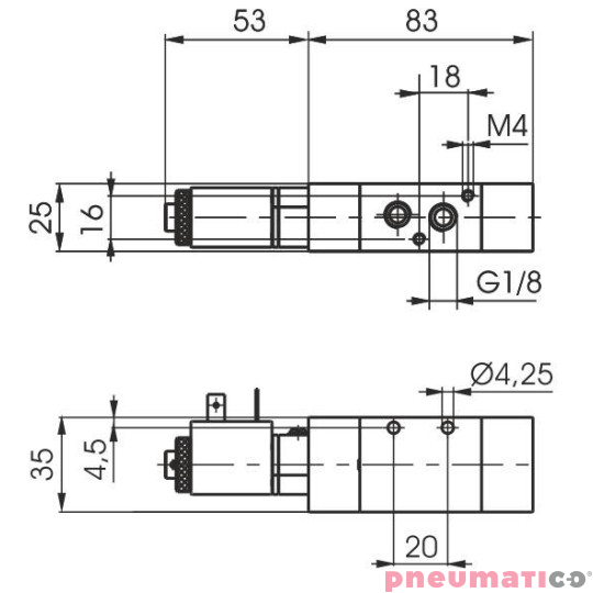 Elektrozawór Pneumax ECO G1/8" 3/2 24VDC-SPRĘŻYNA Elektrozawór Pneumax ECO G1/8" 3/2 24VDC-SPRĘŻYNA