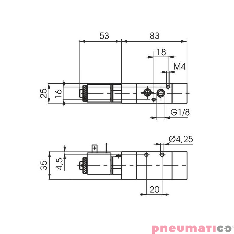Elektrozawór Pneumax ECO G1/8" 3/2 110VAC-SPRĘŻYNA Elektrozawór Pneumax ECO G1/8" 3/2 110VAC-SPRĘŻYNA