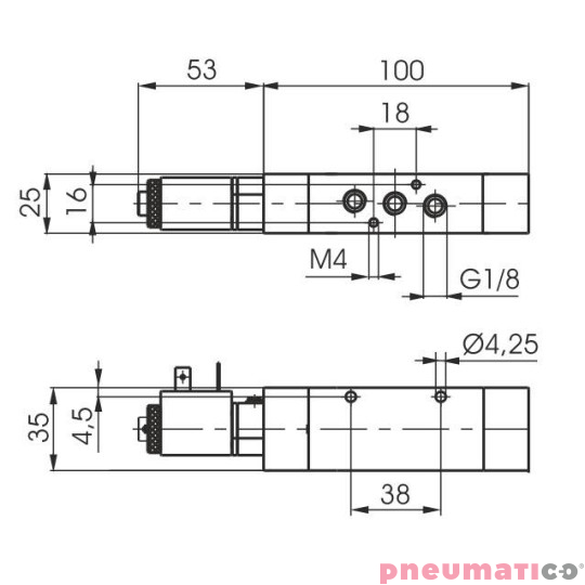 Elektrozaw&oacute;r Pneumax ECO G1/8" 5/2 24VAC-SPRĘŻYNA