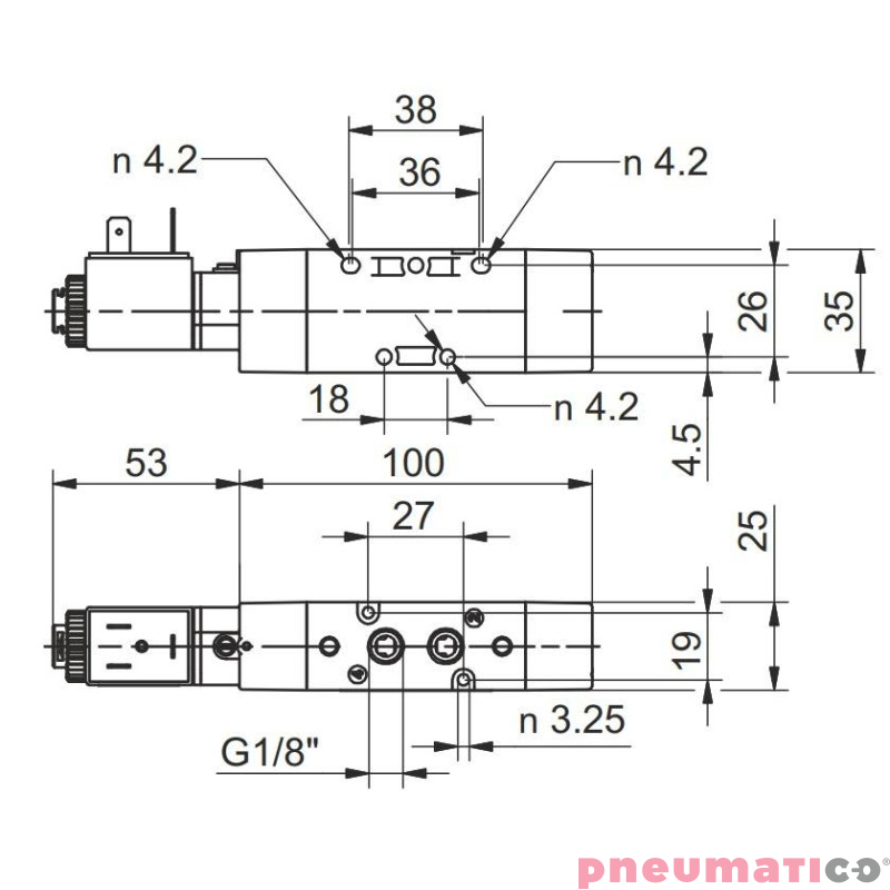Elektrozawór Pneumax Tecno ECO G1/8" 5/2 24VDC-SPRĘŻYNA Elektrozawór Pneumax Tecno ECO G1/8" 5/2 24VDC-SPRĘŻYNA