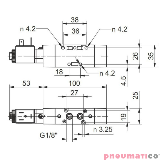 Elektrozawór Pneumax Tecno ECO G1/8" 5/2 24VAC-SPRĘŻYNA Elektrozawór Pneumax Tecno ECO G1/8" 5/2 24VAC-SPRĘŻYNA