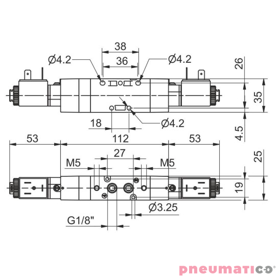 Elektrozawór Pneumax Tecno G1/8" 5/3 C.ZAM.24VAC-24VAC Elektrozawór Pneumax Tecno G1/8" 5/3 C.ZAM.24VAC-24VAC