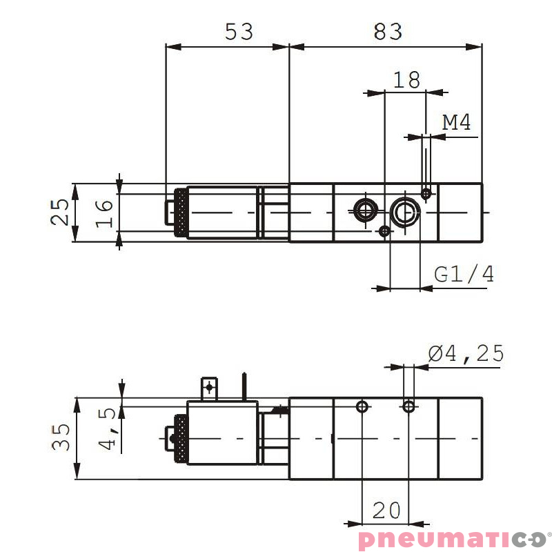 Elektrozawór Pneumax ECO G1/4 484.32.0.1.M56 24V Elektrozawór Pneumax ECO G1/4 484.32.0.1.M56 24V