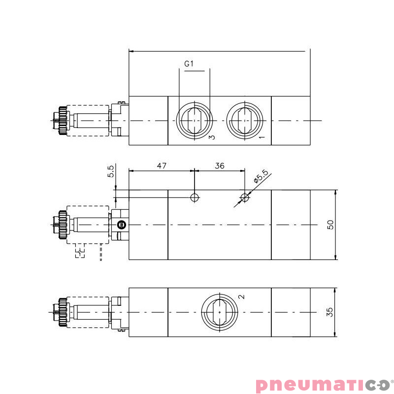 Elektrozawór Pneumax 3/2 M2-SPRĘŻ. N.O.G1/2" SER.KOMP. Elektrozawór Pneumax 3/2 M2-SPRĘŻ. N.O.G1/2" SER.KOMP.