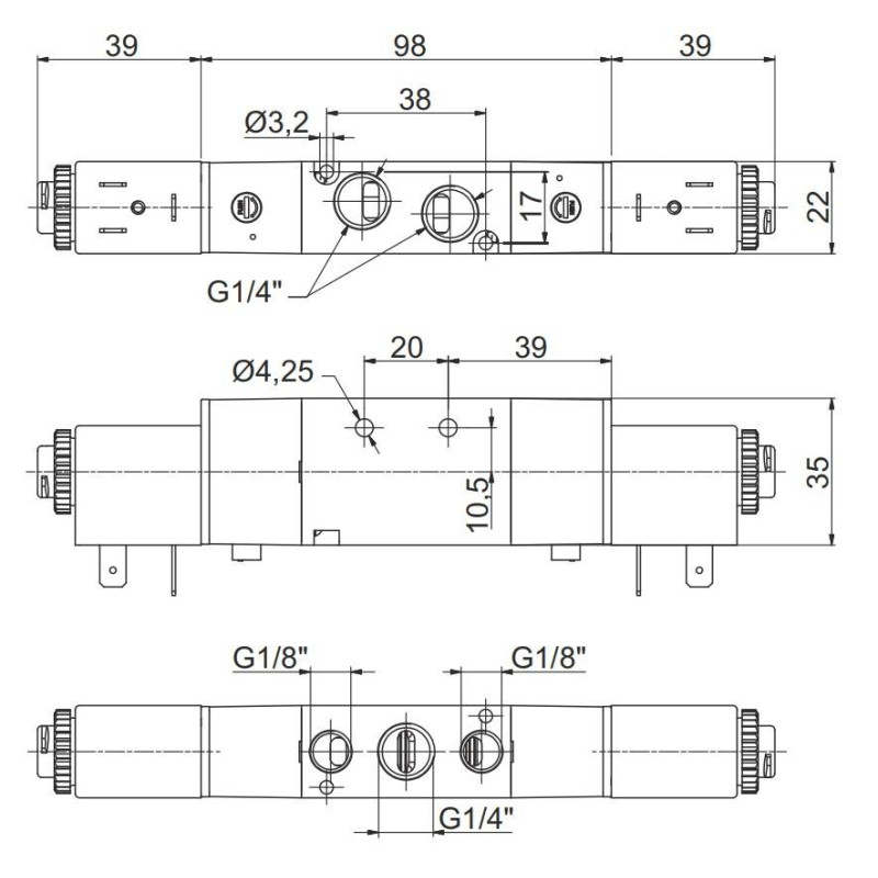 Elektrozawór Pneumax 5/2 8884.52.00.35.F00 G1/4" bistabilny (BEZ CEWKI) Elektrozawór Pneumax 5/2 8884.52.00.35.F00 G1/4" bistabilny (BEZ CEWKI)