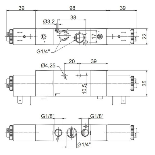 Elektrozawór Pneumax 5/2 8884.52.00.35.F00 G1/4" bistabilny (BEZ CEWKI) Elektrozawór Pneumax 5/2 8884.52.00.35.F00 G1/4" bistabilny (BEZ CEWKI)