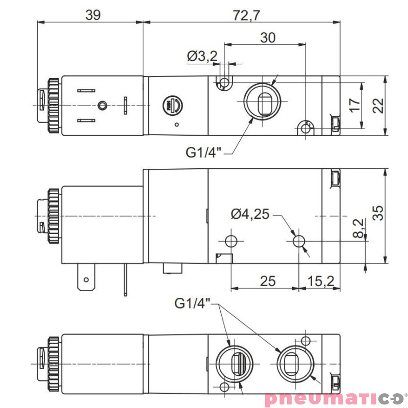 Elektrozawór Pneumax 3/2 NC G1/4" POW.SPR. (BEZ CEWKI) 8884.32.C.39.F00 Elektrozawór Pneumax 3/2 NC G1/4" POW.SPR. (BEZ CEWKI) 8884.32.C.39.F00
