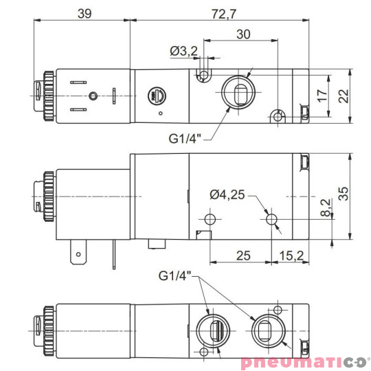 Elektrozawór Pneumax 3/2 NC G1/4" POW.SPR. (BEZ CEWKI) 8884.32.C.39.F00 Elektrozawór Pneumax 3/2 NC G1/4" POW.SPR. (BEZ CEWKI) 8884.32.C.39.F00