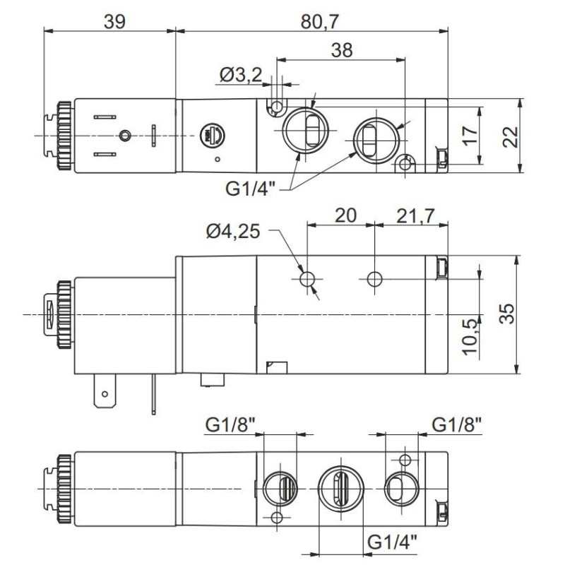 Elektrozawór Pneumax 5/2 G1/4" powrót sprężyną 8884.52.00.39.F00 (BEZ CEWKI) Elektrozawór Pneumax 5/2 G1/4" powrót sprężyną 8884.52.00.39.F00 (BEZ CEWKI)