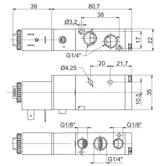 Elektrozawór Pneumax 5/2 G1/4" powrót sprężyną 8884.52.00.39.F00 (BEZ CEWKI) Elektrozawór Pneumax 5/2 G1/4" powrót sprężyną 8884.52.00.39.F00 (BEZ CEWKI)