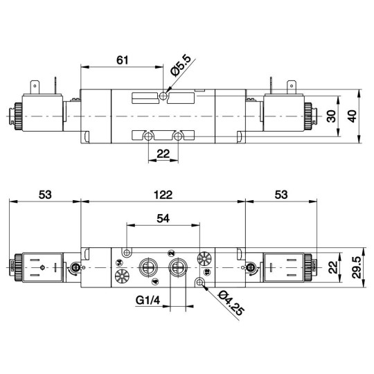 Elektrozaw&oacute;r Pneumax TECNO ELMAG. G1/4" 5/3 CC 24VDC-24VDC