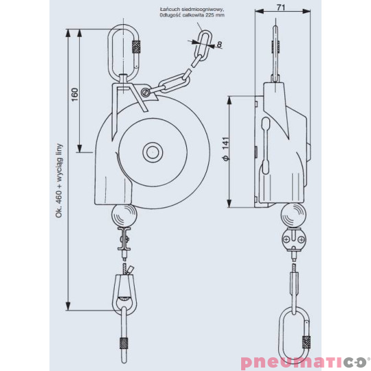 Balanser linkowy Carl Stahl Kromer 1.2-2.6kg 1600mm Balanser linkowy Carl Stahl Kromer 1.2-2.6kg 1600mm