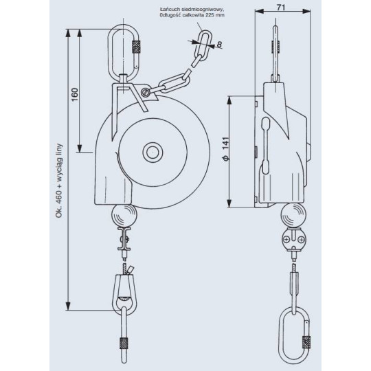 Balanser linkowy Carl Stahl Kromer 5.2-6.5kg 1600mm Balanser linkowy Carl Stahl Kromer 5.2-6.5kg 1600mm